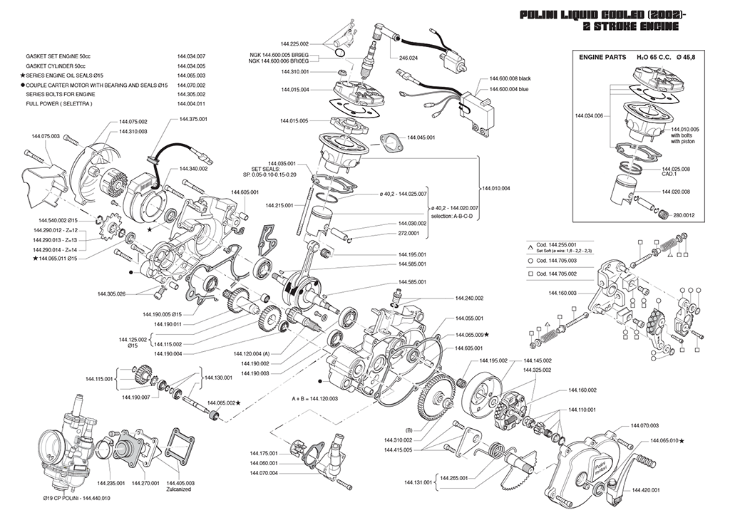 Polini Liquid Cooled Engine Schematic (Technical Drawing)